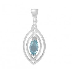 Marquise Blue Topaz Pendant, Sterling Silver